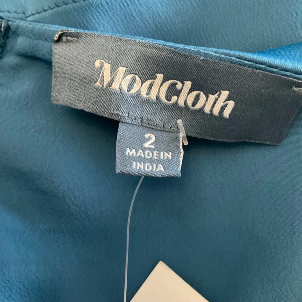 NWT Modcloth Blue Fit Flare Sleeveless Midi Dress wedding retro size 2